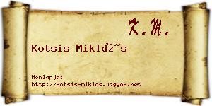 Kotsis Miklós névjegykártya